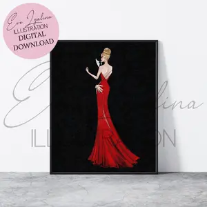 DIGITAL DOWNLOAD Romance (Printable Fashion Illustration)
