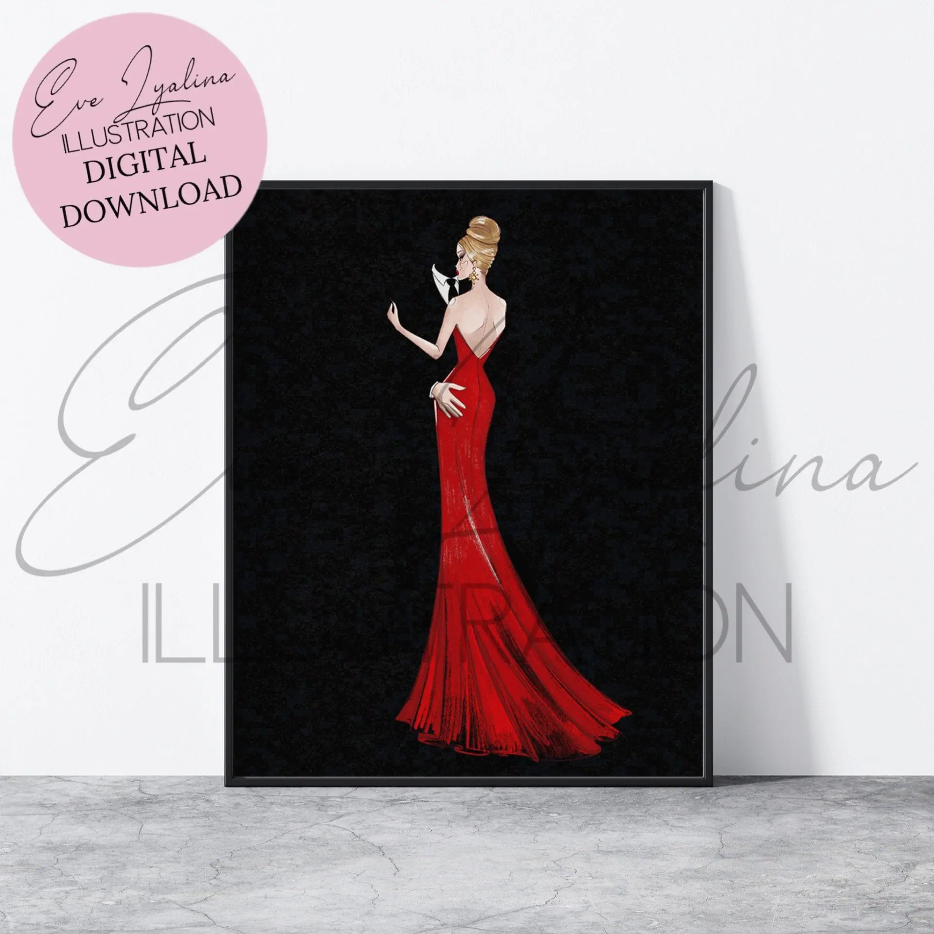 DIGITAL DOWNLOAD Romance (Printable Fashion Illustration) 1 DIGITAL DOWNLOAD Romance (Printable Fashion Illustration)