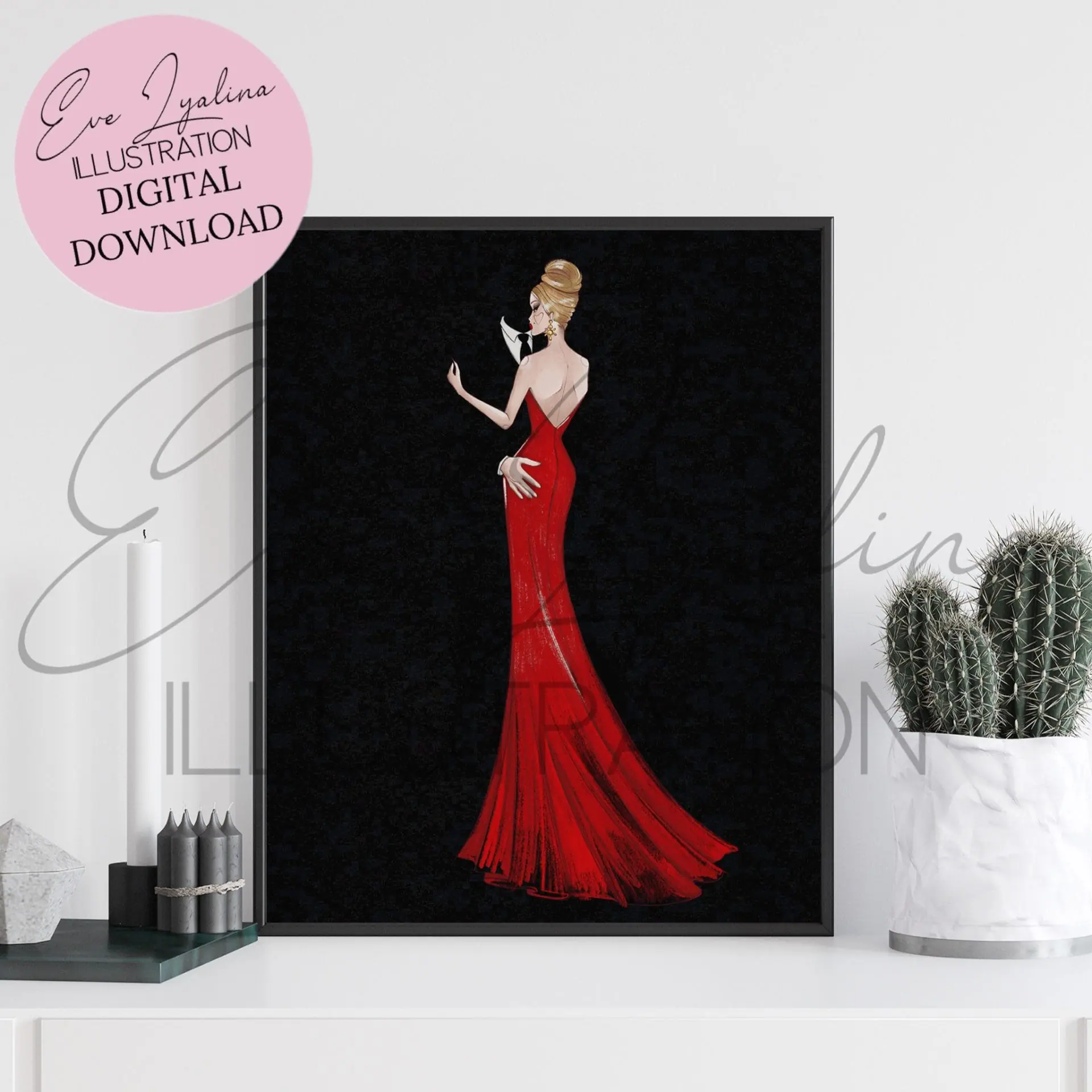 DIGITAL DOWNLOAD Romance (Printable Fashion Illustration) 2 DIGITAL DOWNLOAD Romance (Printable Fashion Illustration) - Image 2