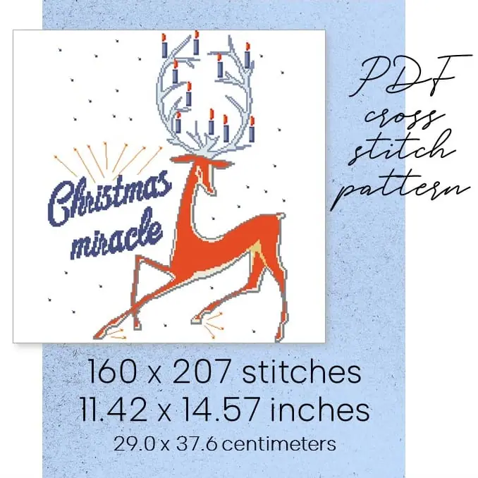 Cross Stitch Pattern Christmas Deer Xmas Winter New Year Decor 1 Cross Stitch Pattern Christmas Deer Xmas Winter New Year Decor