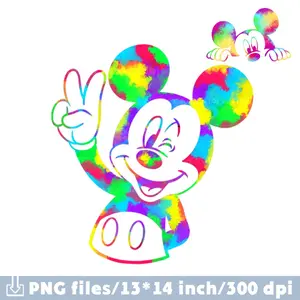 Multicolor Mickey Png sublimation Clip Art