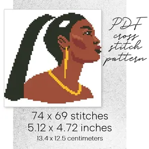 Cross Stitch Pattern Boho Black Girl Vibe Afro Easy Home Decor