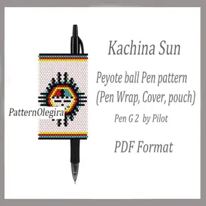 Kachina Sun bead pen wraps patterns Beading patterns Beading cover pen Olegirabeadpatterns