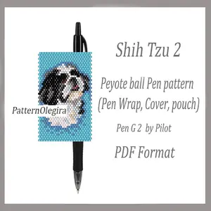 Shih Tzu 2 dog bead patterns Shih Tzu dog bead pen wraps Shih Tzu 2 cover pen Olegirabeadpatterns