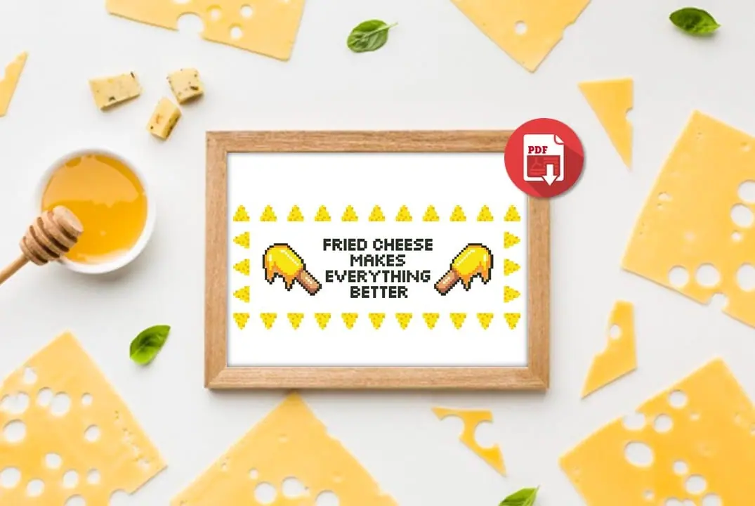 Cross Stitch Pattern Cheese Makes Better Funny Easy Home Decor 4 Cross Stitch Pattern Cheese Makes Better Funny Easy Home Decor - Image 4