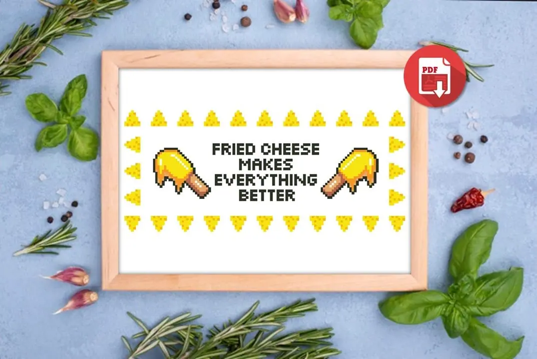 Cross Stitch Pattern Cheese Makes Better Funny Easy Home Decor 5 Cross Stitch Pattern Cheese Makes Better Funny Easy Home Decor - Image 5
