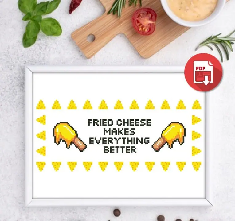 Cross Stitch Pattern Cheese Makes Better Funny Easy Home Decor 6 Cross Stitch Pattern Cheese Makes Better Funny Easy Home Decor - Image 6