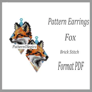 Fox bead earrings pattern Fox beading pattern Fox pattern Olegirabeadpatterns