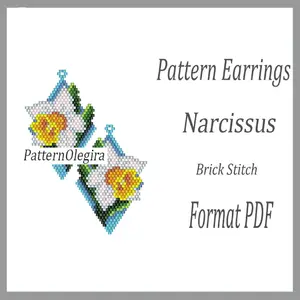 Narcissus bead earrings pattern Narcissus beading patterns Flower bead earrings patterns Olegirabeadpatterns