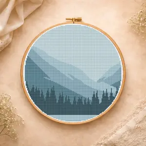 Landscape Forest Cross Stitch Pattern PDF minimalist forest design