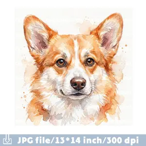 Watercolor Clipart Corgi Dog High Quality