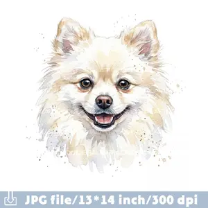 Watercolor Clipart Pomeranian Dog High Quality JPEG