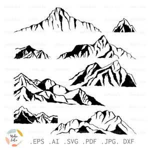 Mountain Range SVG Bundle Stencil Silhouettes Cutting Files Png