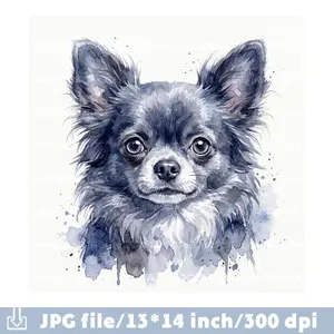 Watercolor Clipart Chihuahua Dog High Quality JPEG