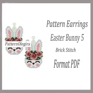 Easter Bunny 5 bead earrings patterns Easter beading patterns Olegirabeadpatterns