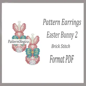 Easter Bunny 2 bead earrings patterns Easter beading patterns Olegirabeadpatterns