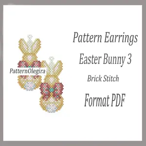 Easter Bunny 3 bead earrings patterns Easter beading patterns Olegirabeadpatterns
