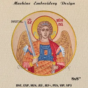 Archangel Michael icon in a round shape.