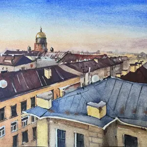 Saint-Petersburg Rooftops Watercolor