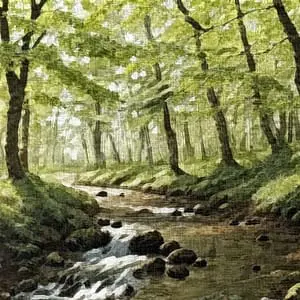 Painting - "Quiet Riverbank''