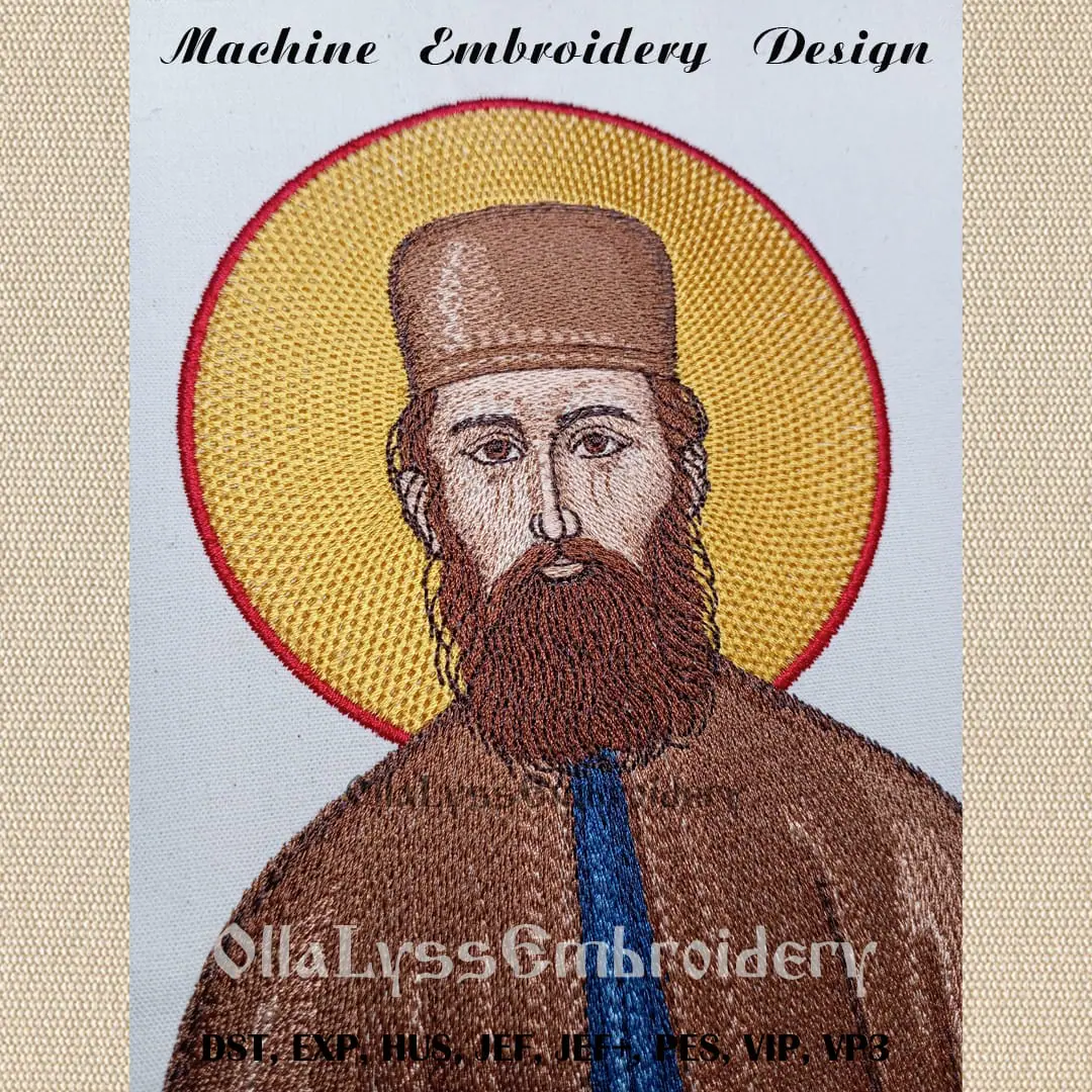 Ephraim of Nea Makri embroidery design 3 Embroidered icon of St. Ephraim of Mount Amomon