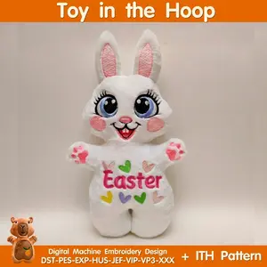 ITH Pattern Cute Easter Bunny Toy In The Hoop machine embroidery