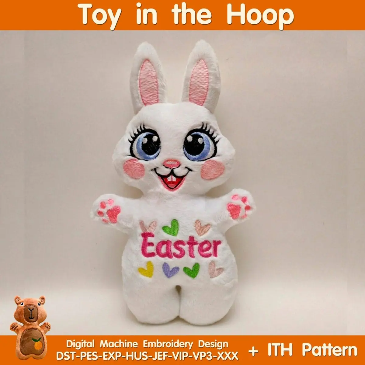 ITH Pattern Cute Easter Bunny Toy In The Hoop machine embroidery 1 ITH Pattern Cute Easter Bunny Toy In The Hoop machine embroidery