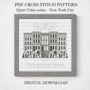 New York City cross stitch pattern PDF Quiet Cities skyline embroidery
