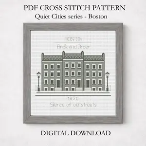 Boston cross stitch pattern PDF miniature Quiet Cities digital download