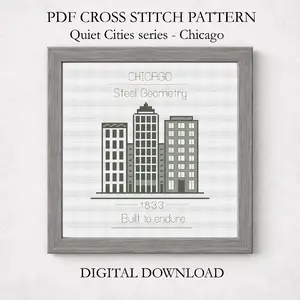 Chicago cross stitch pattern PDF miniature Quiet Cities digital download