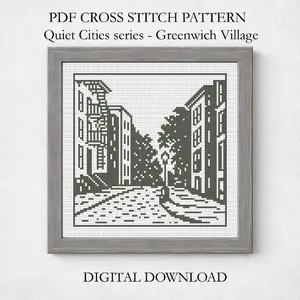 Greenwich Village cross stitch pattern Quiet Cities New York embroidery