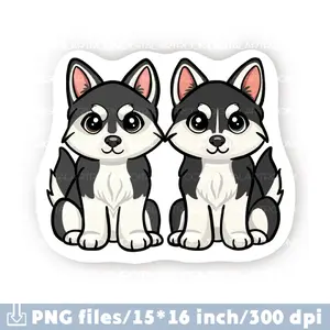 Two Husky Dogs Stickers High quality