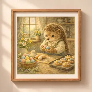 Easter hedgehog printable wall art cottagecore Easter animal illustration