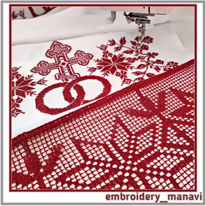 Wedding cross stitch FSL crochet embroidery design set