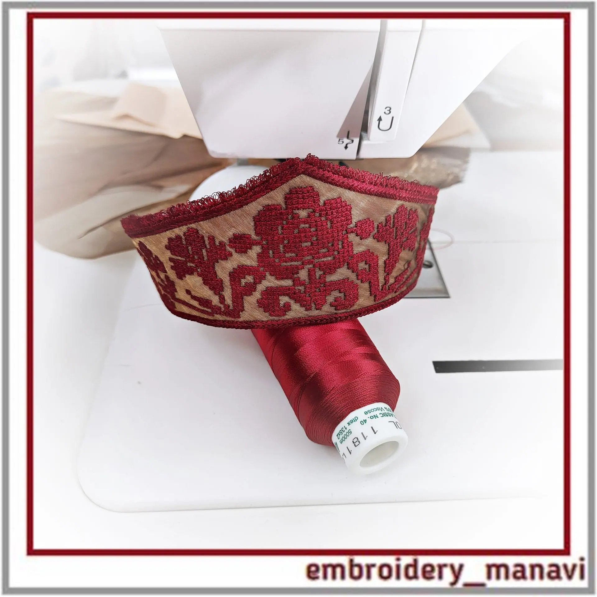 ITH Cross Stitch French Knot Headband Embroidery Manavi 05 4 ITH Cross Stitch French Knot Headband Embroidery Manavi 05 - Image 4