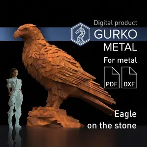 Eagle On The Stone Metal Papercraft, Bird, DXF, PDF, Digital