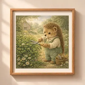 Hedgehog Gardener Printable Wall Art cottagecore garden decor woodland hedgehog illustration