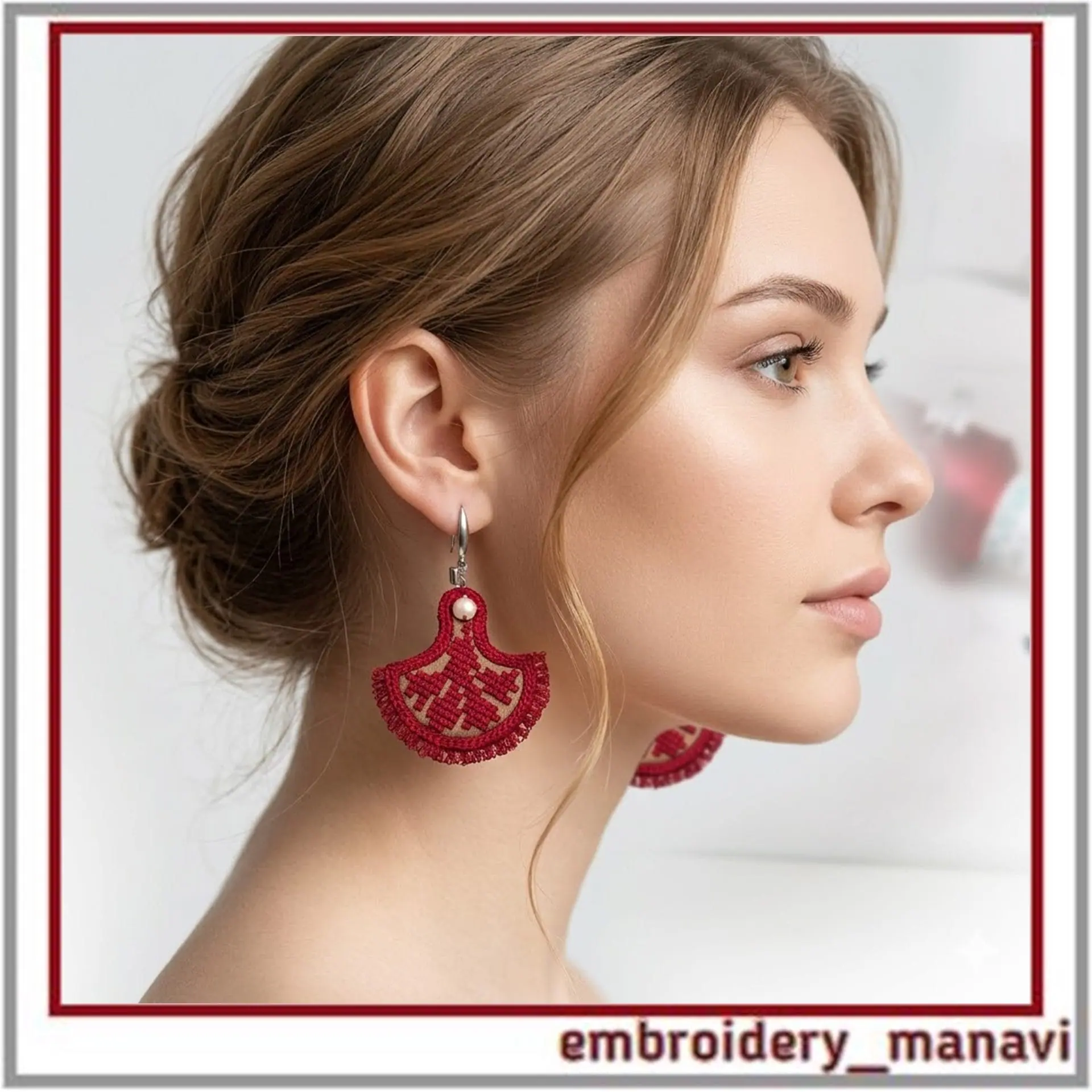 ITH earrings embroidery design french knot fringe tutorial 2 ITH earrings embroidery design french knot fringe tutorial - Image 2