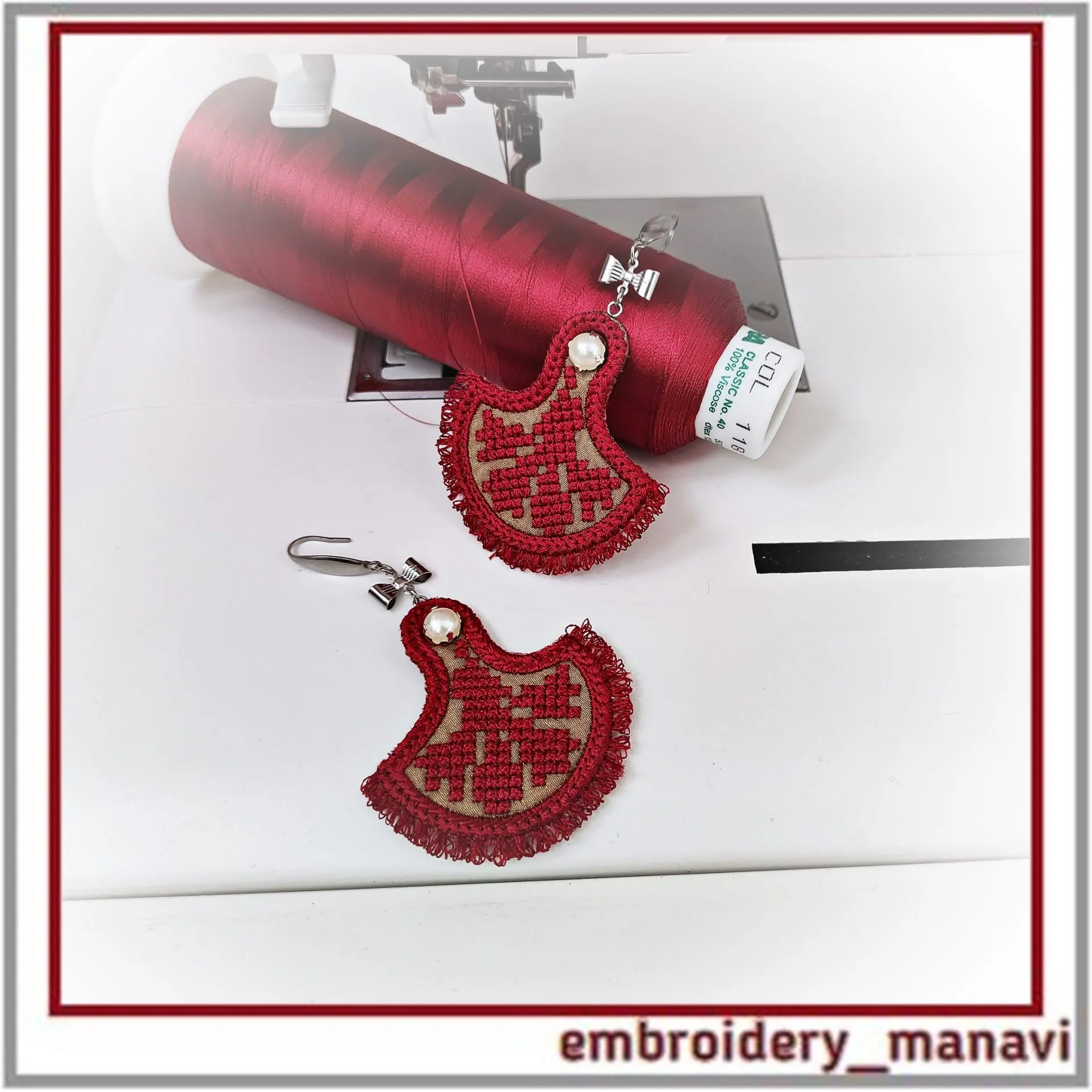 ITH earrings embroidery design french knot fringe tutorial 5 ITH earrings embroidery design french knot fringe tutorial - Image 5
