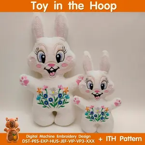 ITH Pattern Cute Easter Bunny Toy In The Hoop machine embroidery