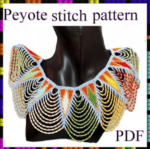 Magic beaded necklace Peyote pattern (3 Drops) PDF file