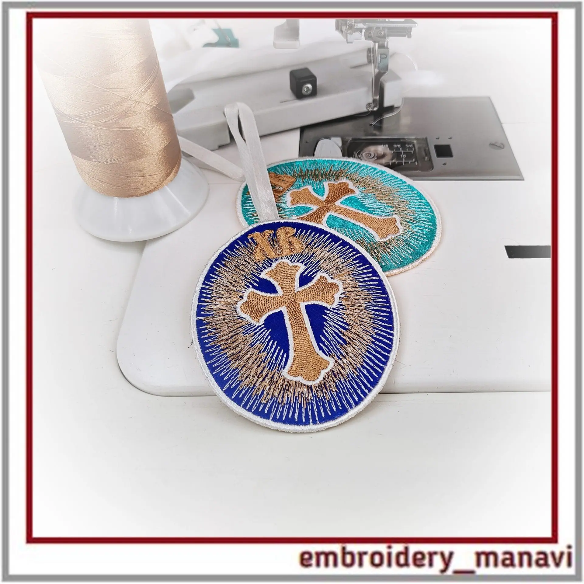 ITH Easter medallion pendant machine embroidery design gift 2 ITH Easter medallion pendant machine embroidery design gift - Image 2