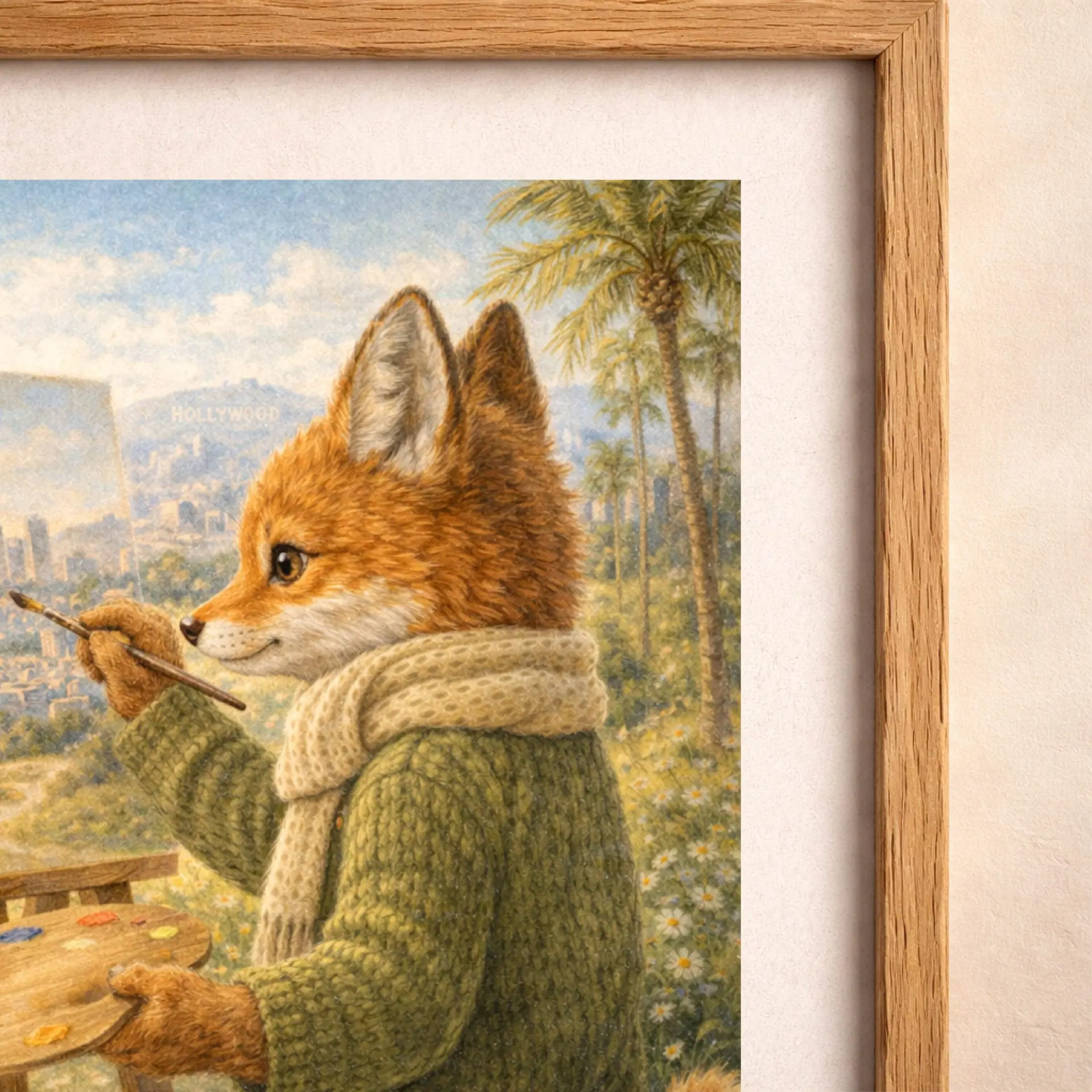 Fox Los Angeles Printable Wall Art Woodland USA Travel Decor 4 Fox Los Angeles printable wall art detail texture Quiet Woodland illustration