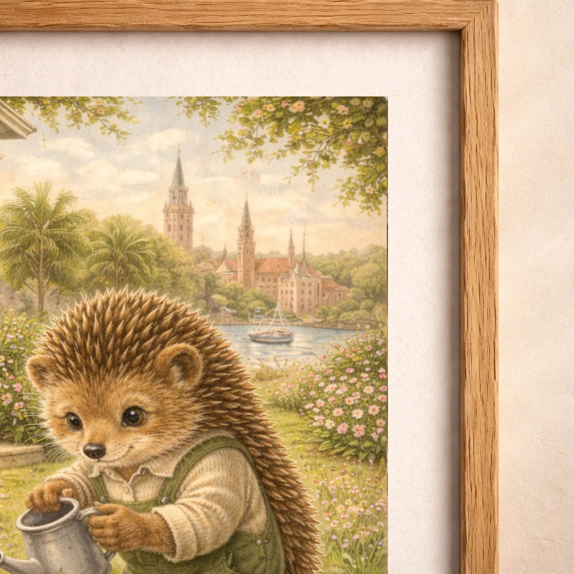 Charleston Hedgehog Printable Wall Art Nursery Decor 4 Charleston hedgehog illustration detail garden scene woodland animal printable wall art