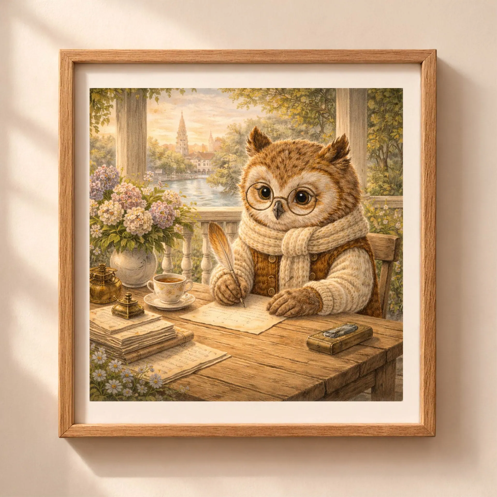Savannah Owl Printable Wall Art Nursery Decor 1 Savannah owl printable wall art, woodland nursery decor, cozy writing owl illustration Quiet Woodland