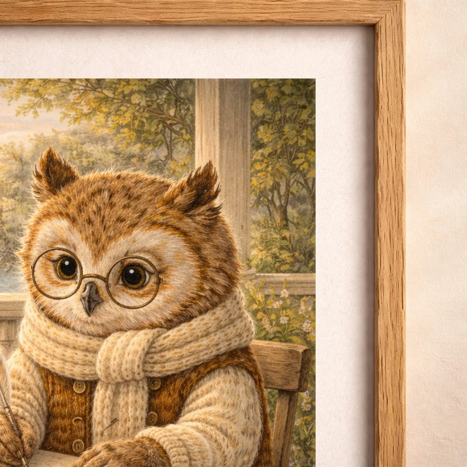 Savannah Owl Printable Wall Art Nursery Decor 4 Savannah owl illustration detail, cozy writing owl, woodland nursery art Quiet Woodland