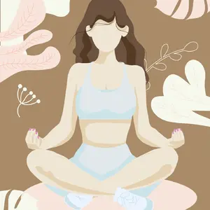 Download a beautiful yoga girl illustration in JPG and vector format. Perfect for meditation, wellness designs, prints, and digital use.