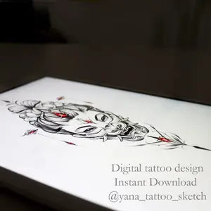 Oni Mask Tattoo Design Geisha Hannya Oni Mask Tattoo Sketch Idea