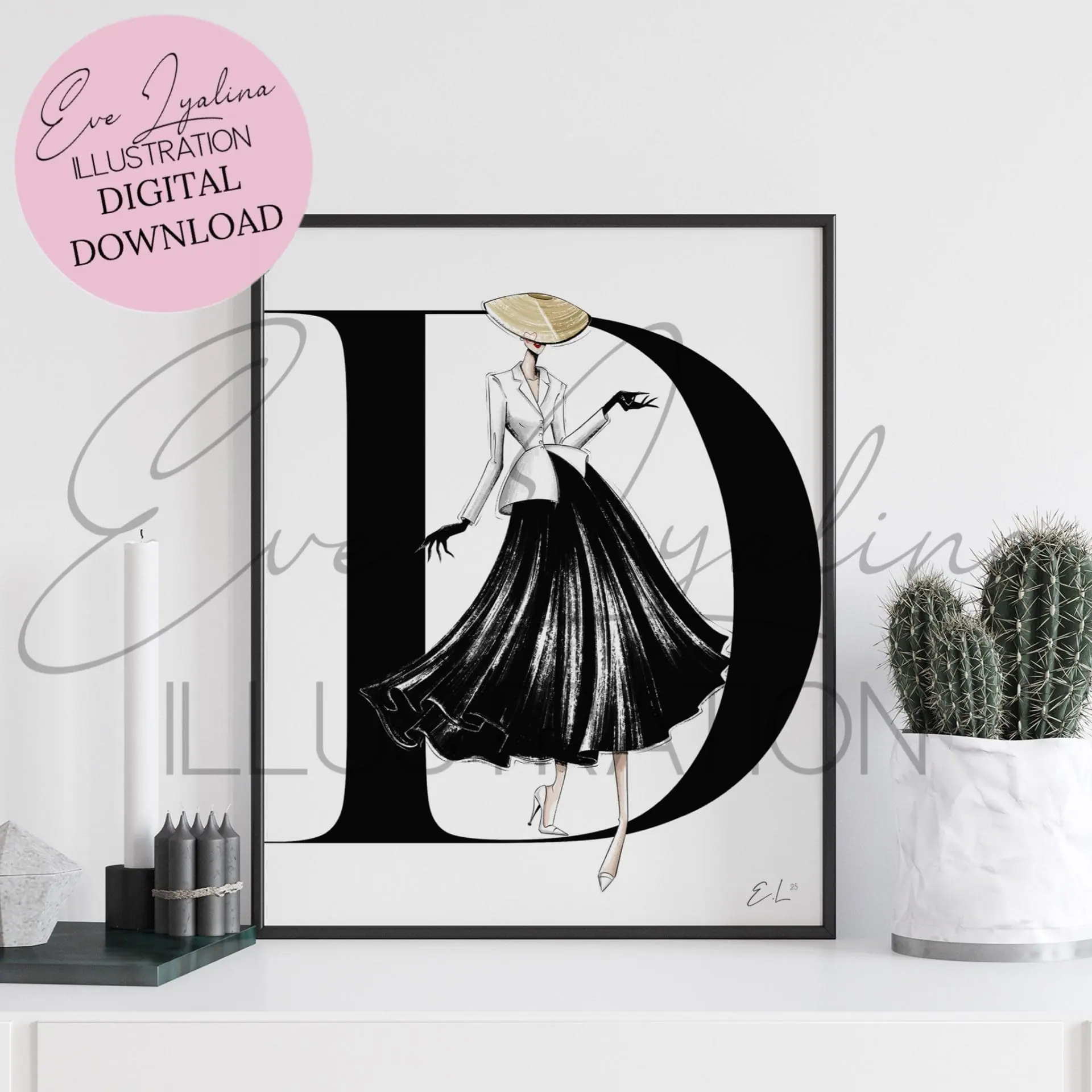 DIGITAL DOWNLOAD Deux Pièces (Dior-inspird Fashion Illustration) 2 DIGITAL DOWNLOAD Deux Pièces (Dior-inspird Fashion Illustration) - Image 2
