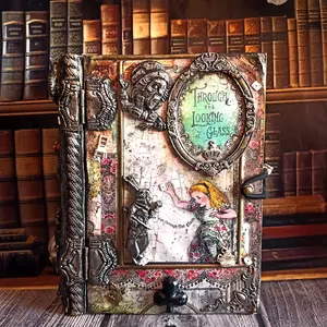 Wooden book box,Tarot cards box,Alice in Wonderland,Mad Hatter box,White rabbit